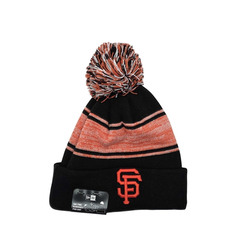 New Era San Francisco Giants Chilled Knit Beanie Hat Cap Pom Black Orange NWT